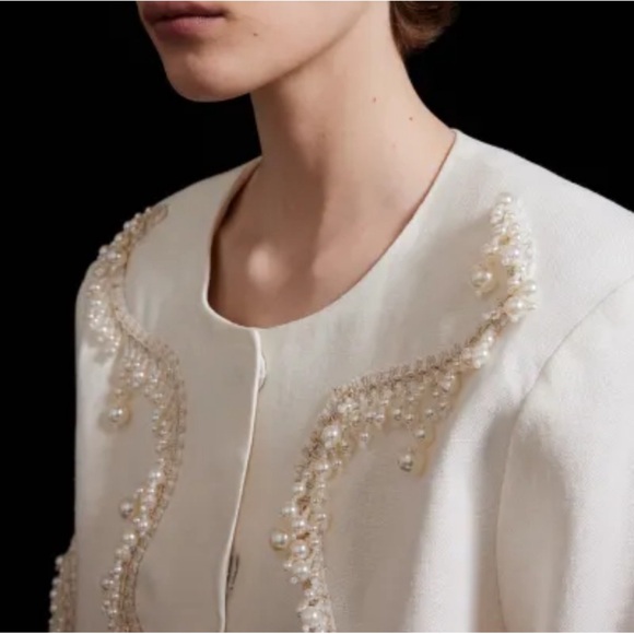 H&M Bead-embellished linen jacket off white /cream NWT - Picture 6 of 6